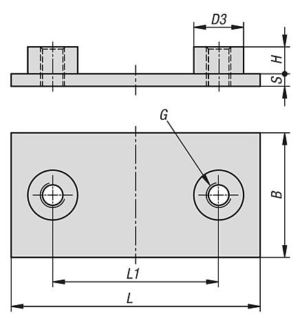 焊接板，
适用于 DIN 3015 第 2 部分的重型系列夹钳