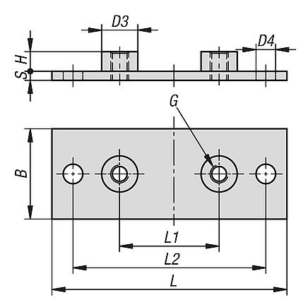 长款焊接板，
适用于 DIN 3015 第 2 部分的重型系列夹钳