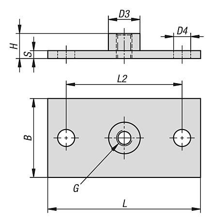 长款焊接板，
适用于 DIN 3015 第 3 部分的双夹持件夹钳