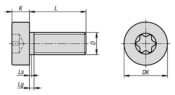 Socket head screws with hexalobular socket, low head, DIN EN ISO 14580
