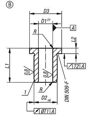 Flanged drill bushes stainless steel DIN 172, Form B