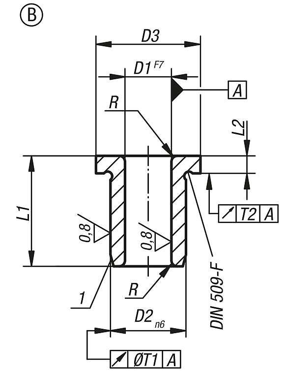 带领钻孔钻套，钢制，DIN 172，B 型