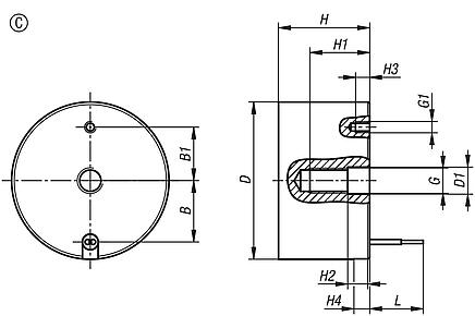 Magnets, round (permanent electromagnets), Form C