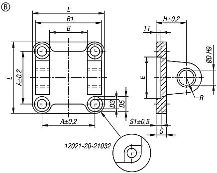 用于 ISO 15552 / 21287 的 B 型旋转法兰叉