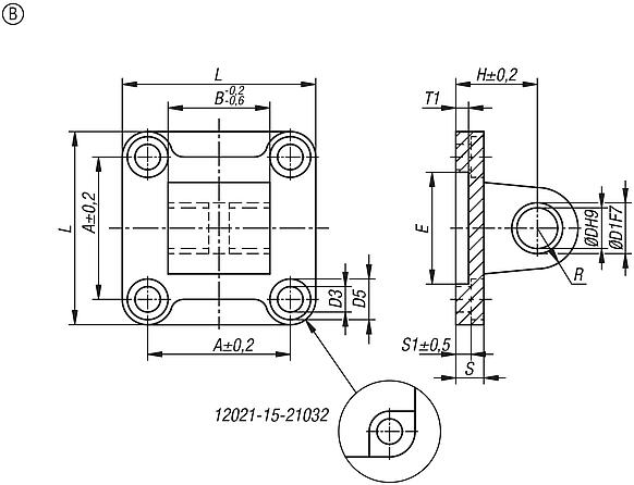 Swivel flanges for ISO 15552 / 21287, Form B