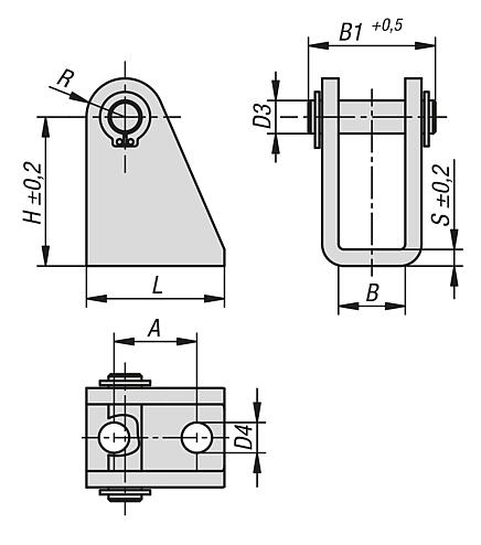 带螺栓的铰链支架
用于 ISO 6432