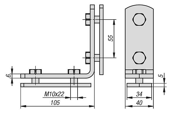 预装 90° 连接角件
用于系统 41 C 型材安装导轨
