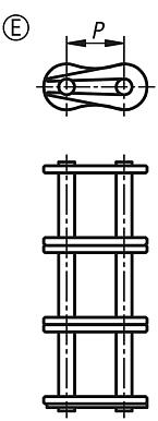 Connecting links triplex DIN ISO 606, Form E