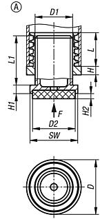 Adjustment plugs, plastic with felt glide surface for round and square tubes, Form A, round