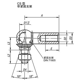 不锈钢制角形接头，类似 DIN 71802，CS 型，带密封盖
