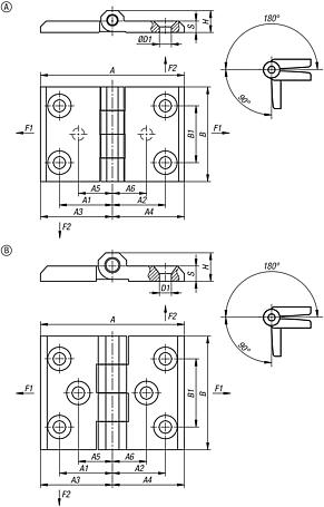 Hinges die-cast zinc