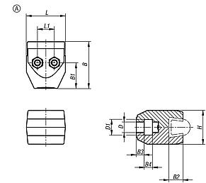 用于带圆锥形固定轮廓的侧导向装置的塑料单夹具，A 型
