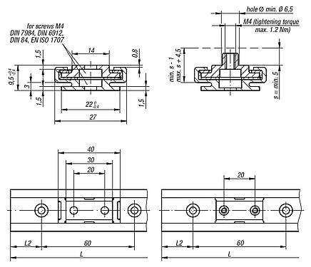 Miniature slide guides DryLin® N, width 27 mm