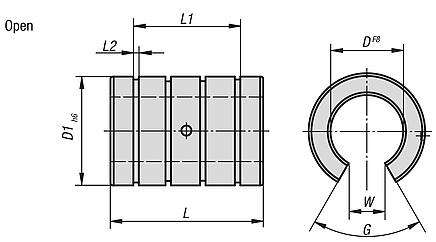 Linear plain bearings, open