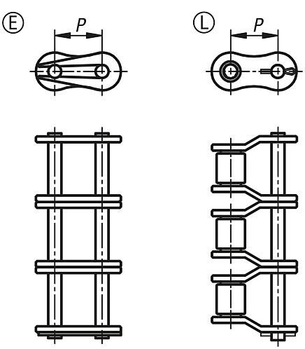 Connecting links triplex DIN ISO 606