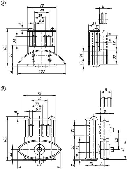 Chain tensioner TS 
with arched or elliptical profile