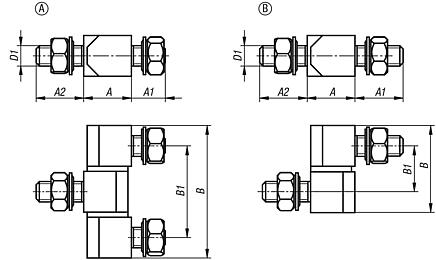 多角铰链，带紧固螺母