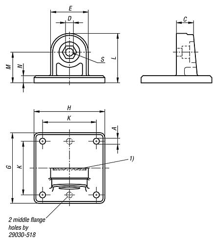 Tube clamps swivel base aluminium, with sunken teeth