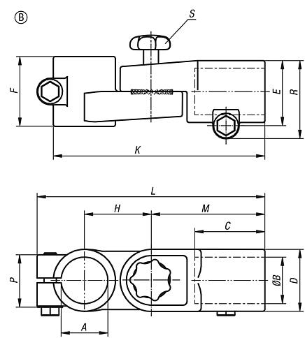 Tube clamp joints, aluminium, Form B with toothing