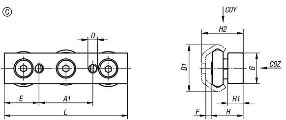 Fixed bearing, heavy-duty version, Form C