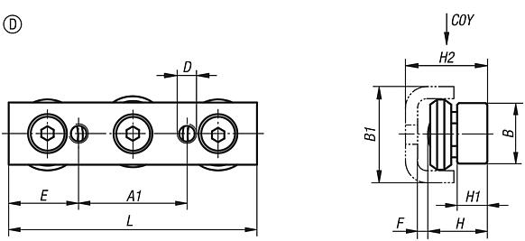 Floating bearing, heavy-duty version, Form D