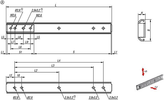 带内部转子的线性滚珠轴承，不锈钢，负载能力最大 24 kg，A 型