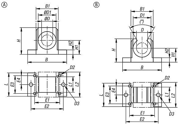 Pedestal bearing, aluminum