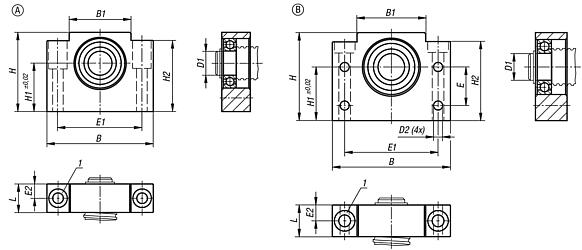 Floating bearing units block version, type EF