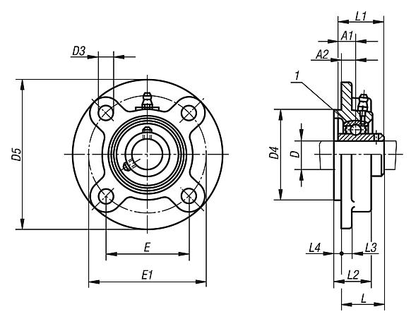 Pillow block bearing flange type UCFC with centring hub