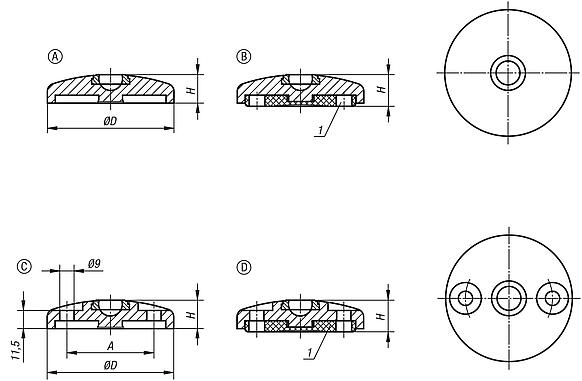 Swivel feet plates die-cast zinc or stainless steel