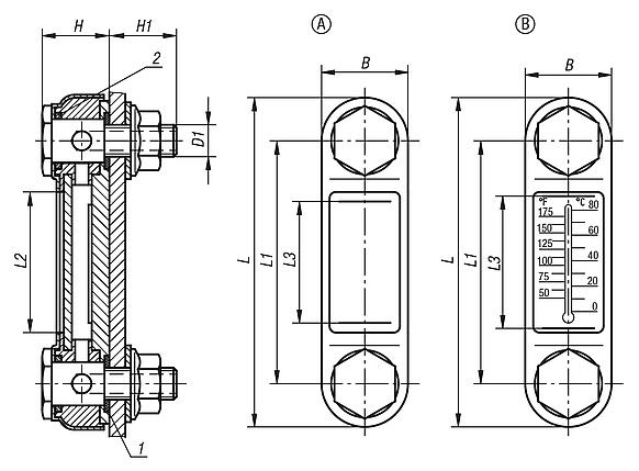 Oil level gauges, polyamide with steel housing