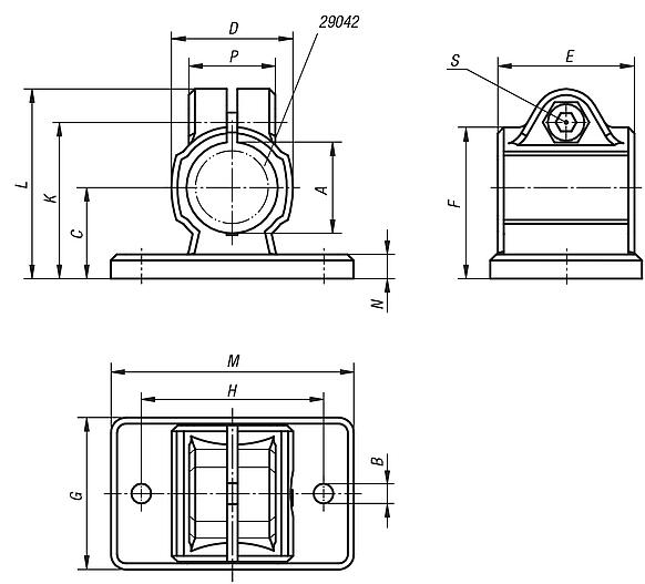 Tube clamps flange, plastic