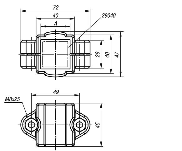 Tube clamps straight plastic