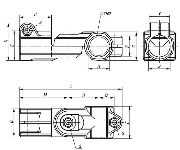 Tube clamps swivel, plastic