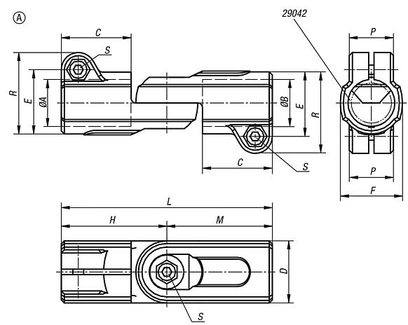 Tube clamp joints, plastic, straight, for round tubes, Form A without toothing