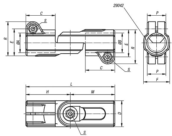 Tube clamps swivel, plastic