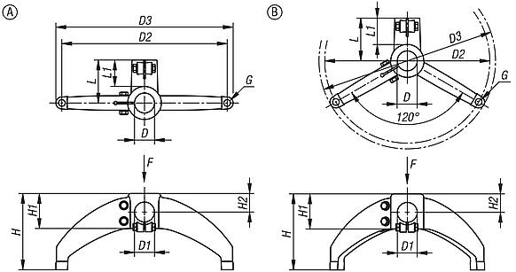 圆管的塑料件管接头底脚
双支腿，带横向连接杆