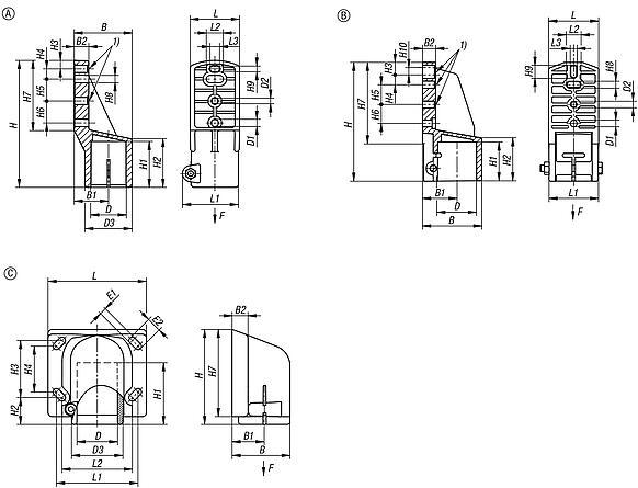 用于圆管的侧面塑料支撑头件管接头