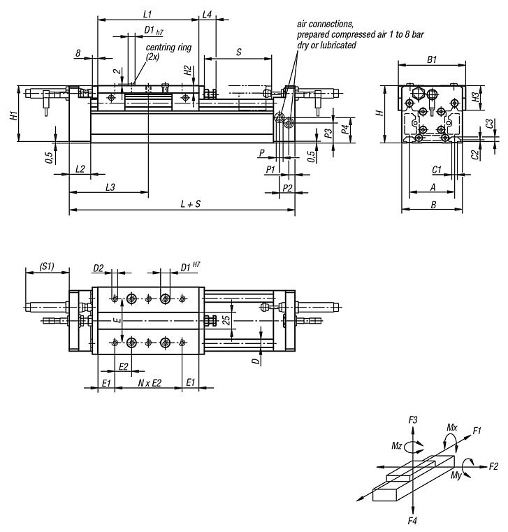 Linear gantry module with round guides