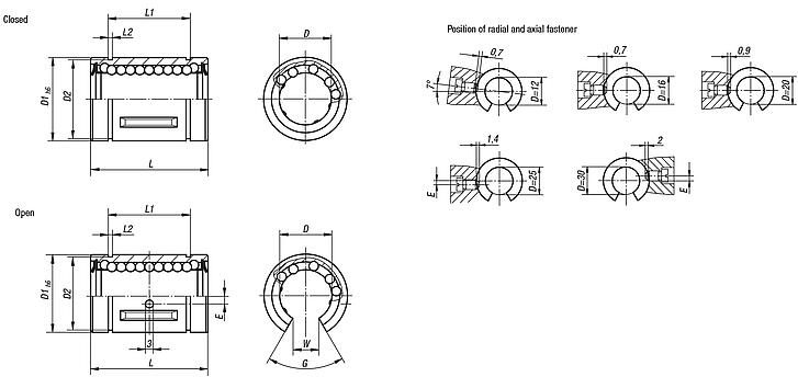 Linear ball bearings stainless steel