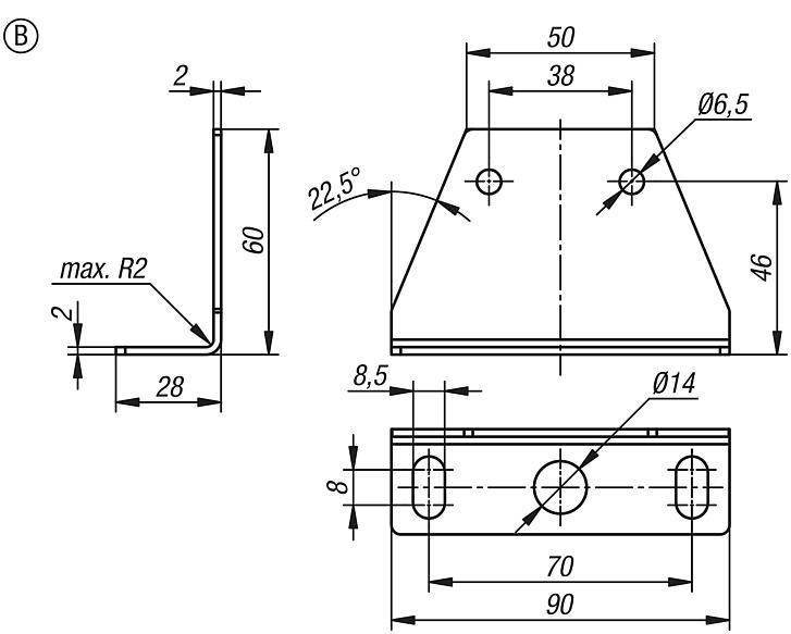 Angle brackets for chain tensioner, Form B