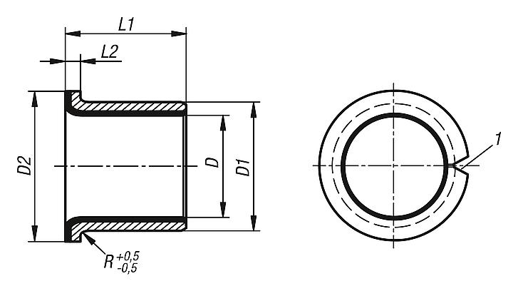 Plain bearings with collar