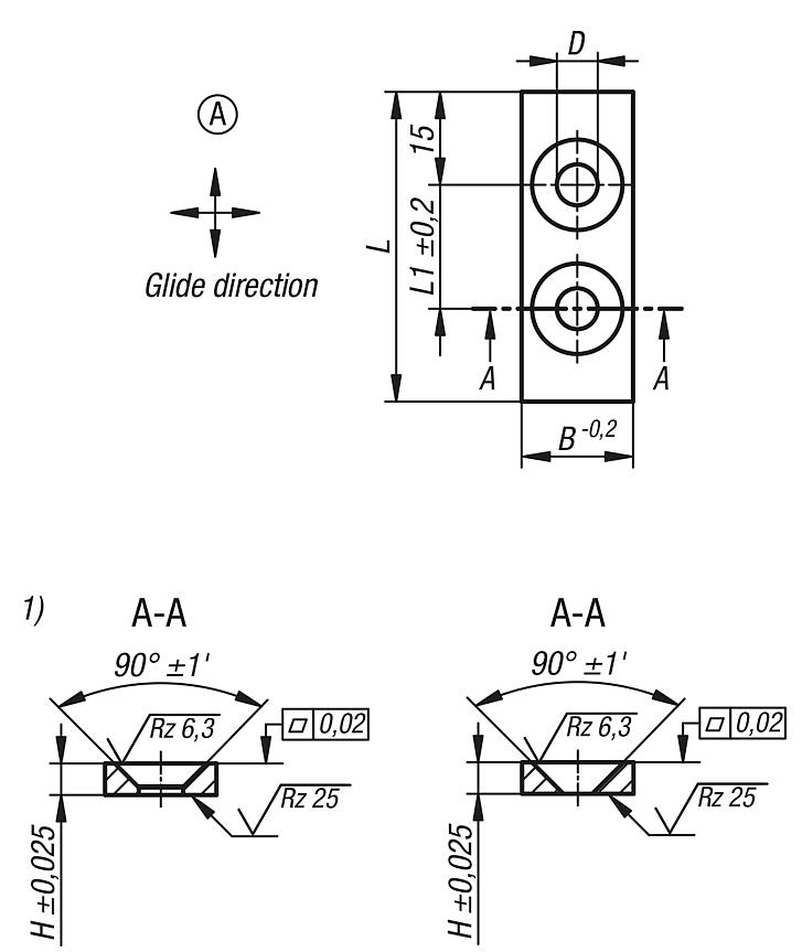 Glide plate bronze, maintenance-free, Form A