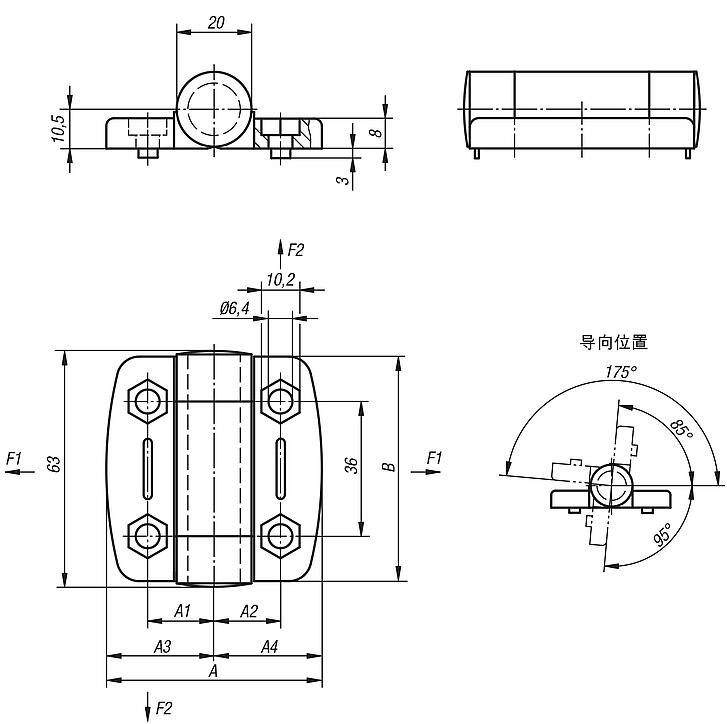 塑料铰链，带锁定功能