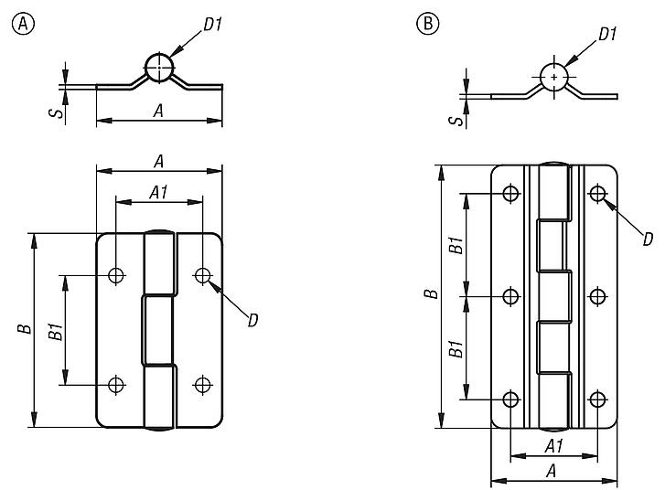Hinges, stainless steel with preset friction