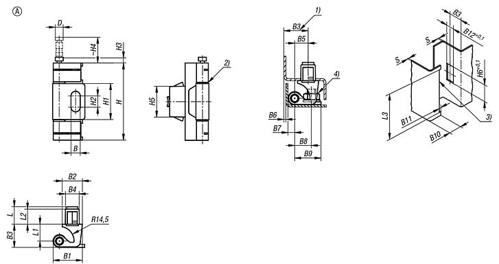 Concealed hinges die-cast zinc, steel or stainless steel, folded edge 23 mm