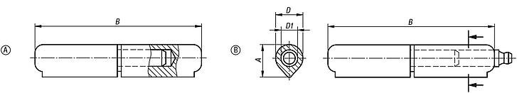 Hinges, steel, bright, weldable lift-off hinges