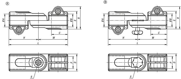 Tube clamp joint, aluminium, straight, for round tubes