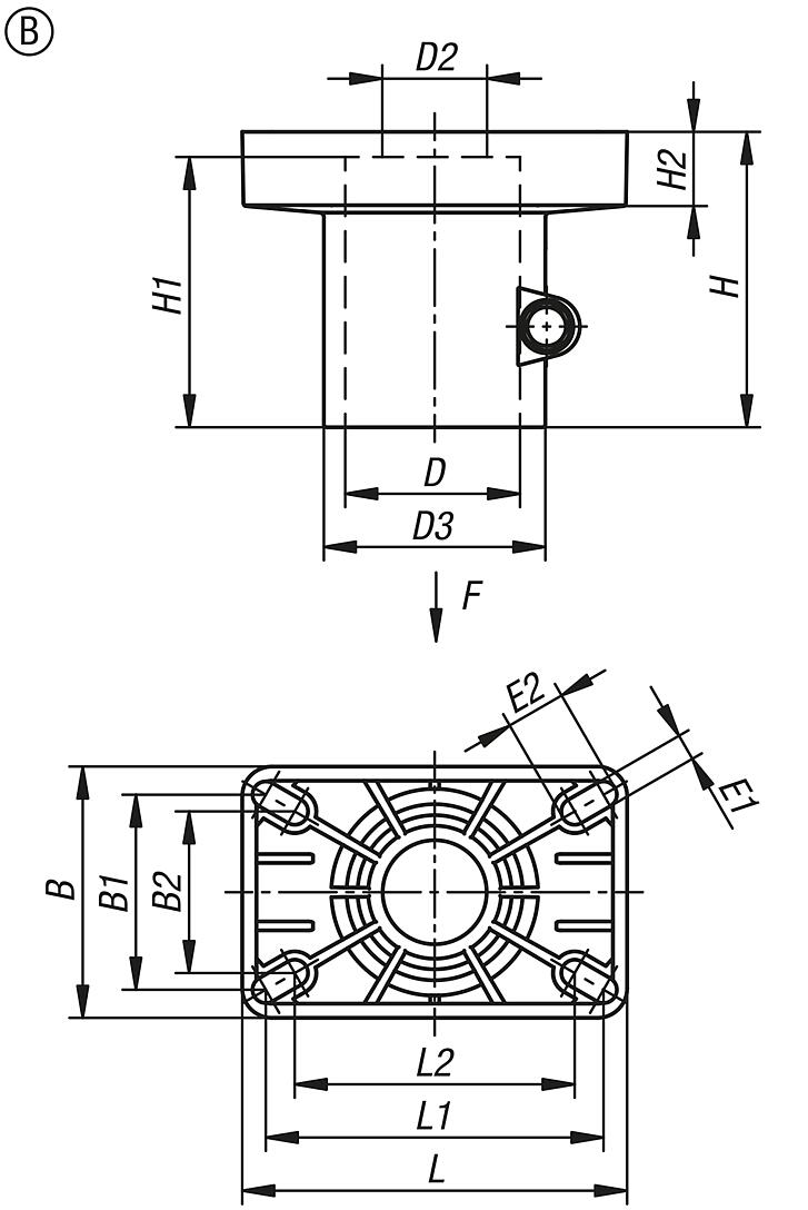 用于圆管的塑料支撑头件管接头，B 型