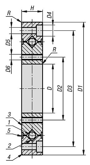 钢制交叉滚子轴承，带固定孔